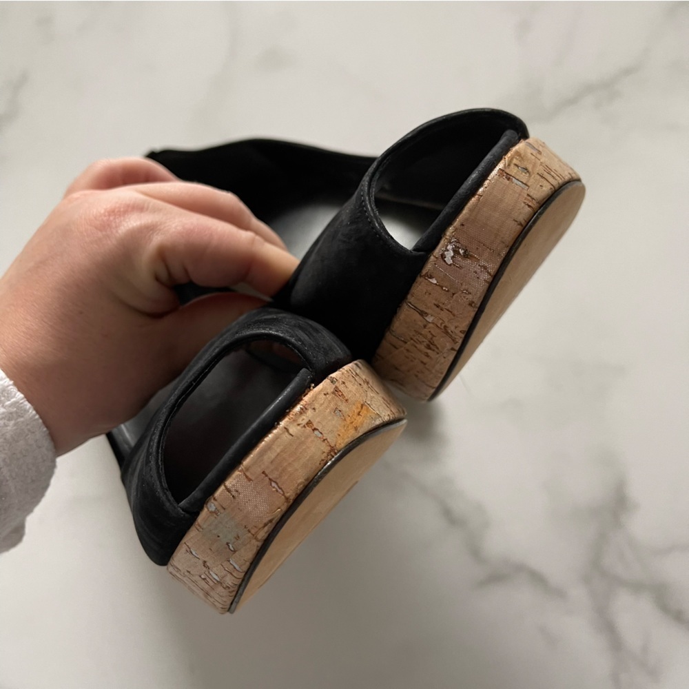 Stuart Weitzman Cork Platform Peep Toe Heel Pump … - image 4